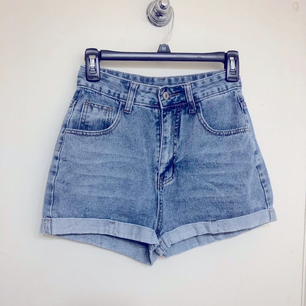 High waisted jean shorts